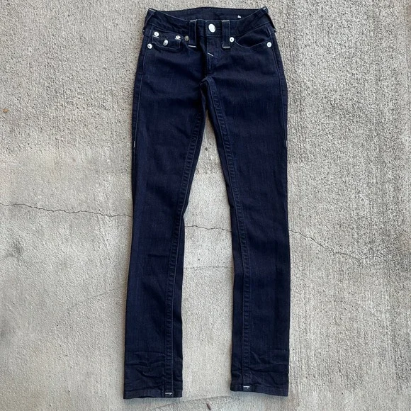 True Religion Skinny Jeans Dark Wash Denim Size 24 - Picture 2 of 6